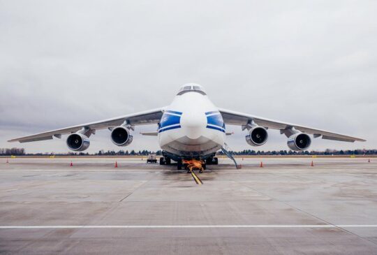 front-view-of-a-cargo-airplane-on-tarmac